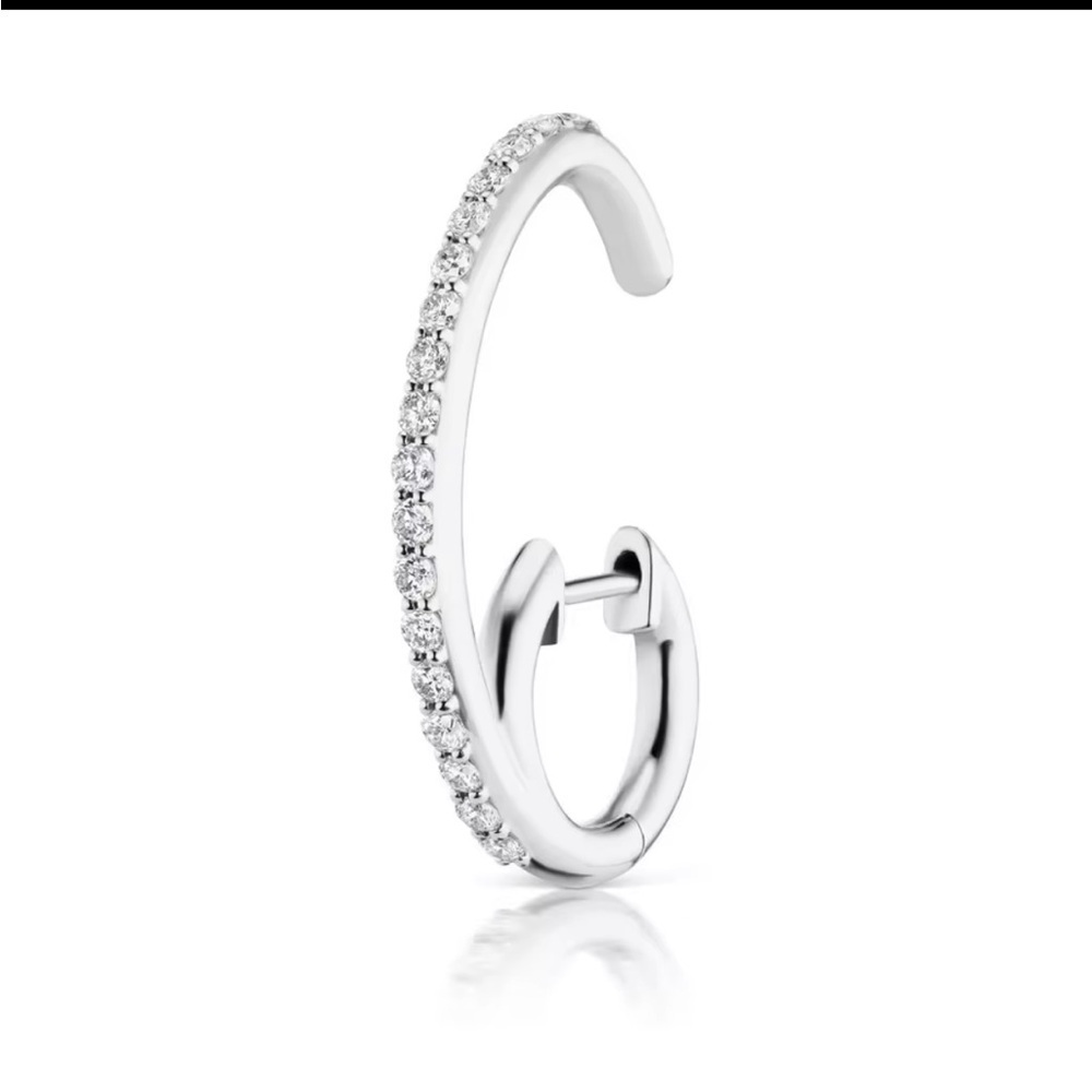 925 Sterling Silver Double Circle Round 8.5mm *1ONE HOOP* 25mm Crystal CZ hot - Picture 3 of 3